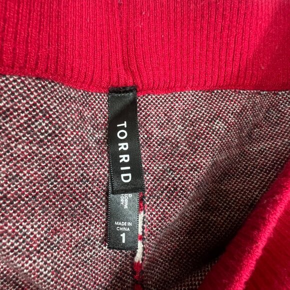 Torrid Red Holiday Reindeer Fair Isle Knit Leggings Polyester Blend Womens Sz 1 - Picture 4 of 6